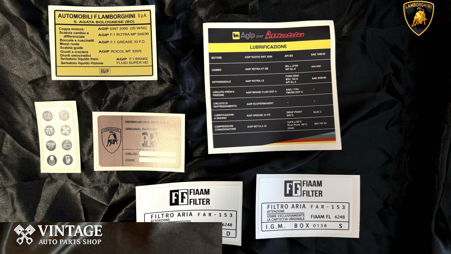 Air filter box labels Lamborghini Miura